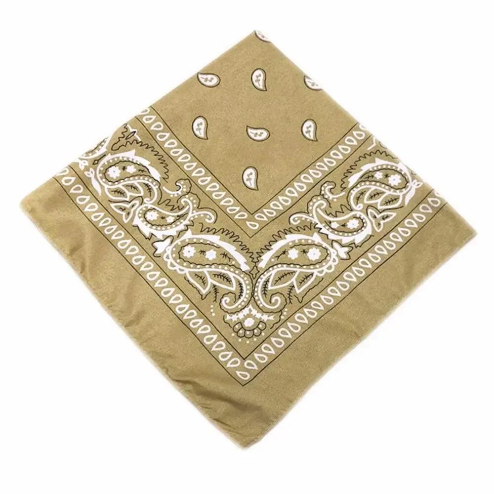Bohemian Print Bandana Paisley Patroon Hoofdbanden Hiphop zakdoek Buiten Unisex Hoofdband Polsbandjes Gezichtsmasker Zakdoek beige