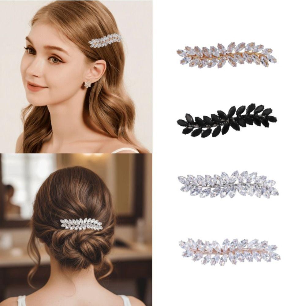 Gifts Zirconia Hair Clip Shining Rhinestone Spring clip Elegant Side Clip Party Banquet