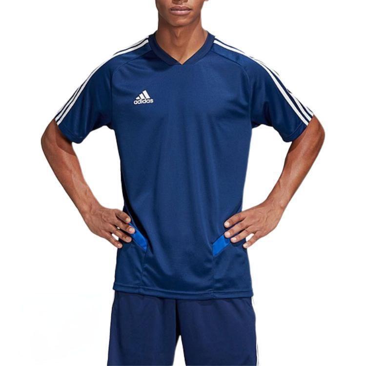 Adidas T Shirts Men's Navy Blue V Neck Moderate Straight Fit DT5286