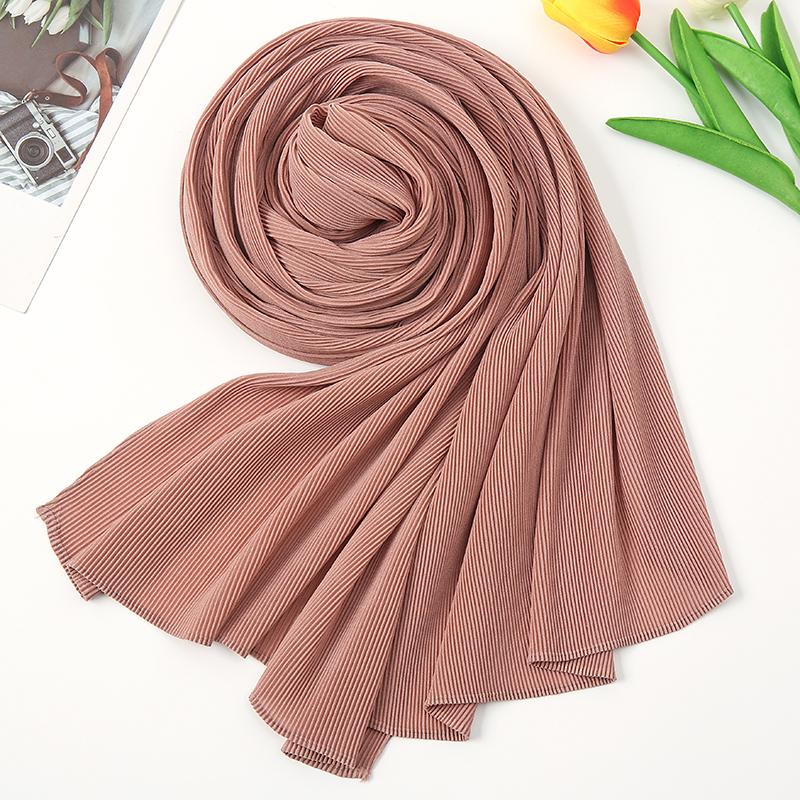 Newest Pleated Bubble Chiffon Instant Hijabs Plain Crinkle Shawls Scarf Lady High Quality Soft Thick Muslim Wraps 180*85Cm