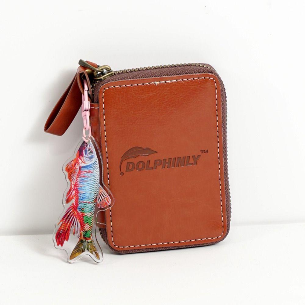 Carrying Case Lure Wallet Bag PU Leather Fishing Bag Outdoor Sports Jig Spinner Bag Fly Fishing