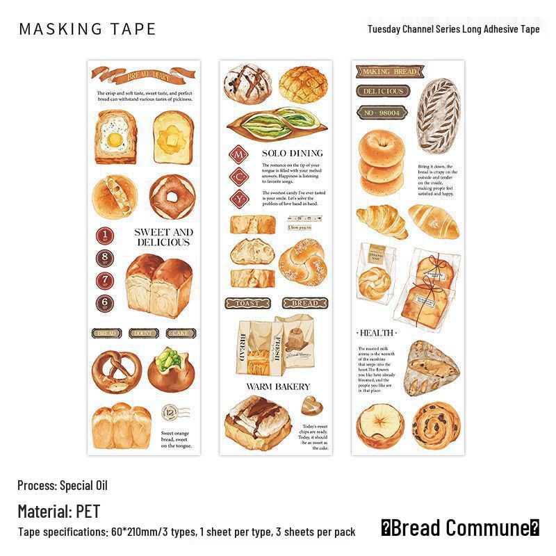 Infeel.Me PET Oil Strip Tape - Tuesday Channel Series for American Bread Dessert Planner Decoration