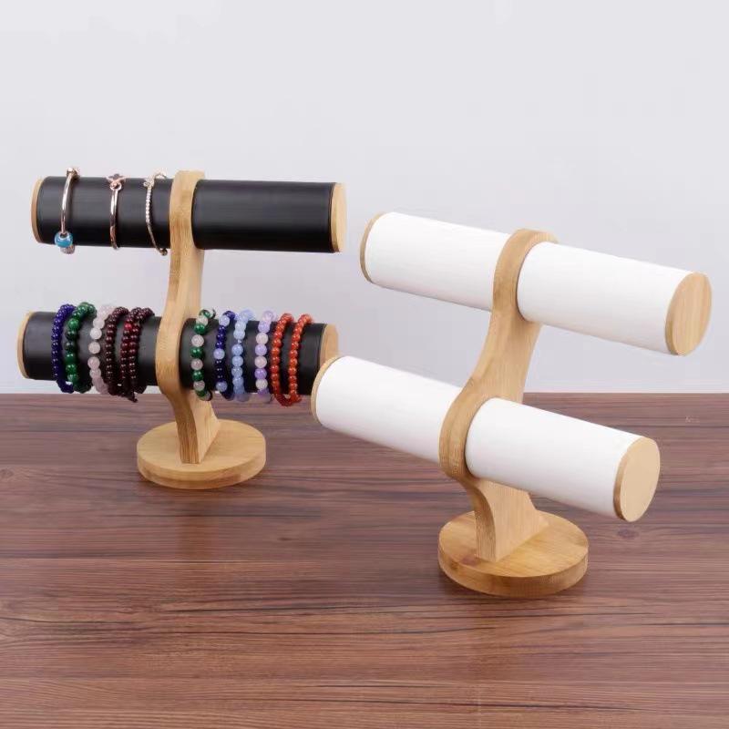 Retro Bamboo Wood Bracelet Display Stand for Jewelry and Watches
