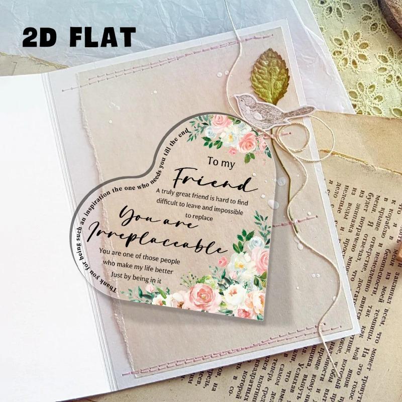2D Flat"To My Friend" Desktop Heart-Shaped Acrylic Decoration Plaque, Home Decor Plaque Hanging Wall Art Decorative Garden Decoration for Room Door Si