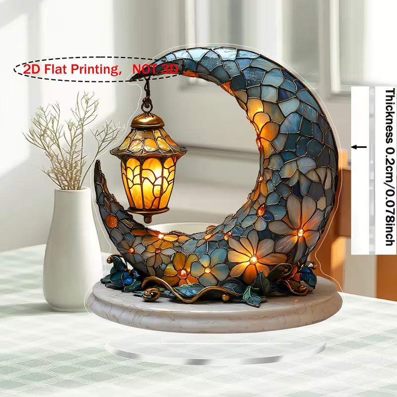 Eid Al Fitr Crescent Lantern Desktop Decoration Multi-Purpose Holiday Gift for Home Office Bedroom