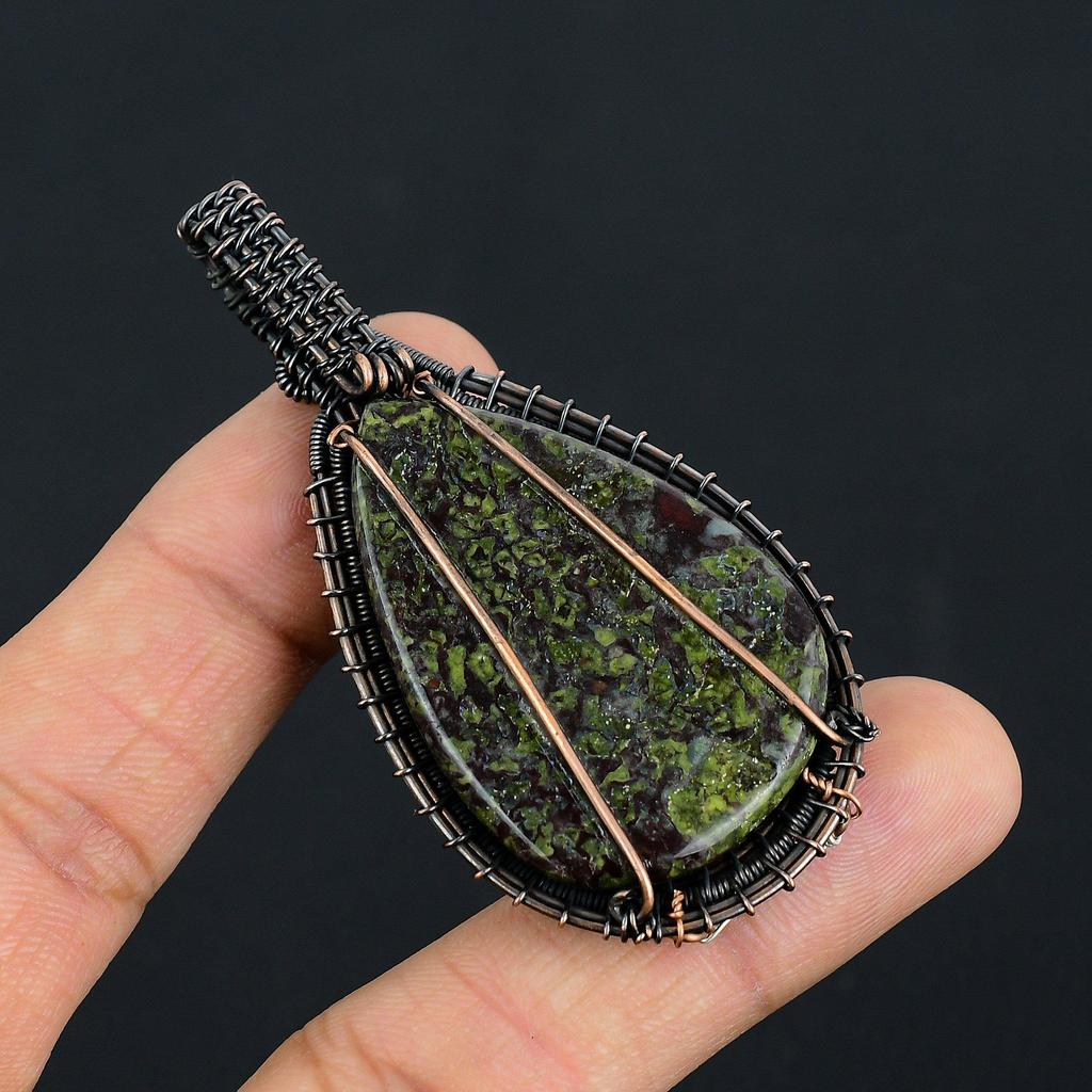 Dragon Bloodstone Jewelry, Handmade Gemstone Pendant, 999 Copper Wire Wrapped Pendant, Antique Jewelry, For Engagement Gift