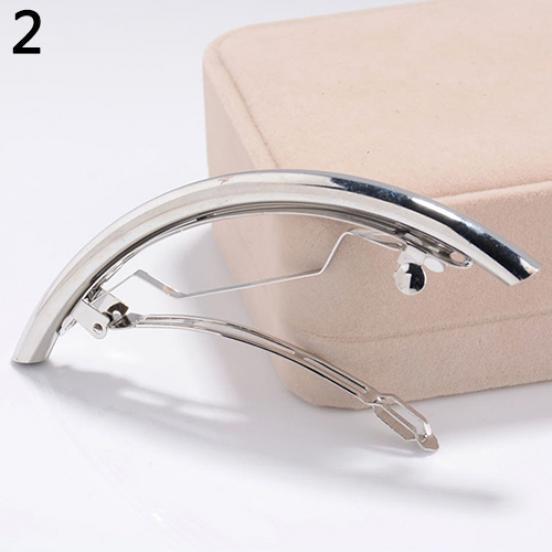 Women's Metal Golden Tone Silver Plated Tube Shape Barrette Hair Clips Hairgrip