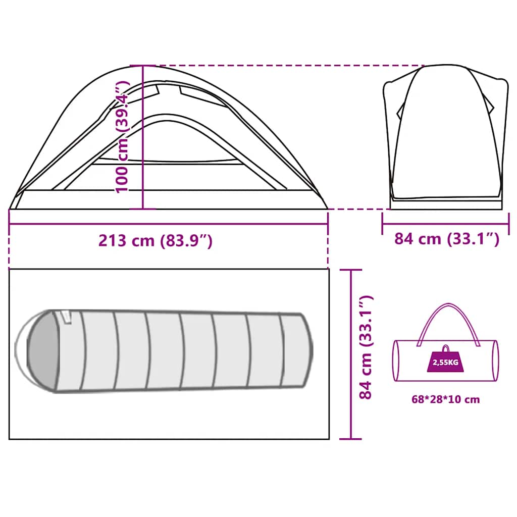 1 Person Camping Tent Green Waterproof