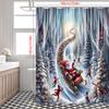 Christmas Santa Claus Decoration Dwarf Pattern Bathroom Shower Curtain with 12 Hooks Home Bathroom Decoration Accessories