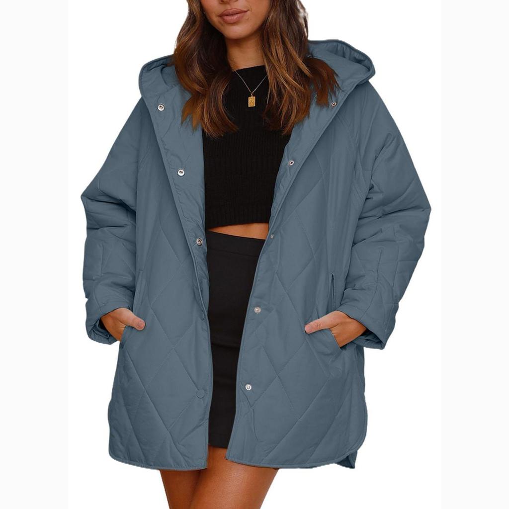 Lässige, leichte Jacke mit Rauten-Kapuze für Damen im Herbst