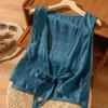 Women's Summer Literary Retro Ethnic Style Vest Solid Color Thin Section Loose Lapel Tie Top
