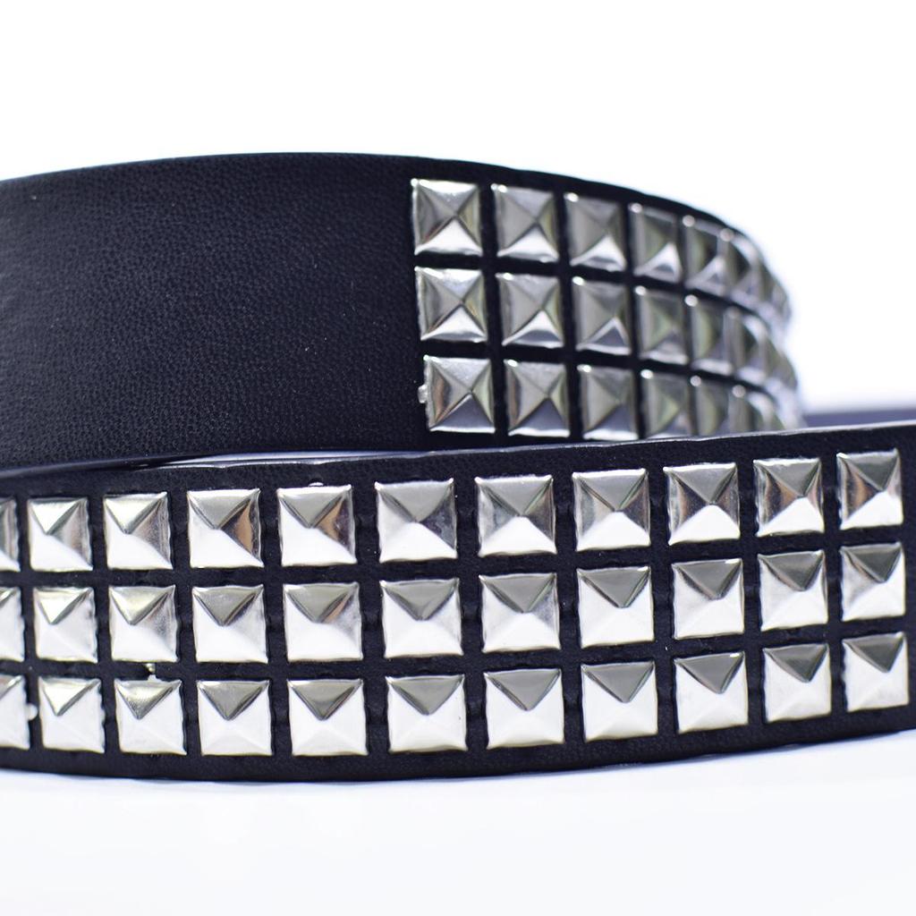Unisex Square Bead Punk Style Stainless Steel Rivet Hip Hop Belt for Jeans