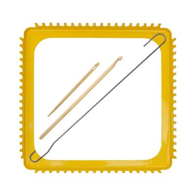 Square Weaving Tool Set 18 Prongs Metal Weaving Board With Crochet Hook Knitting Accessories For Granny Sqaure Scarves