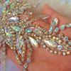 Exquisite Uniquely Pure Handmade AB Colour Bright Crystal Patches Sew-on Rhinestones Applique with Stones Sequins Beads for Wedding Dress DIY Manual