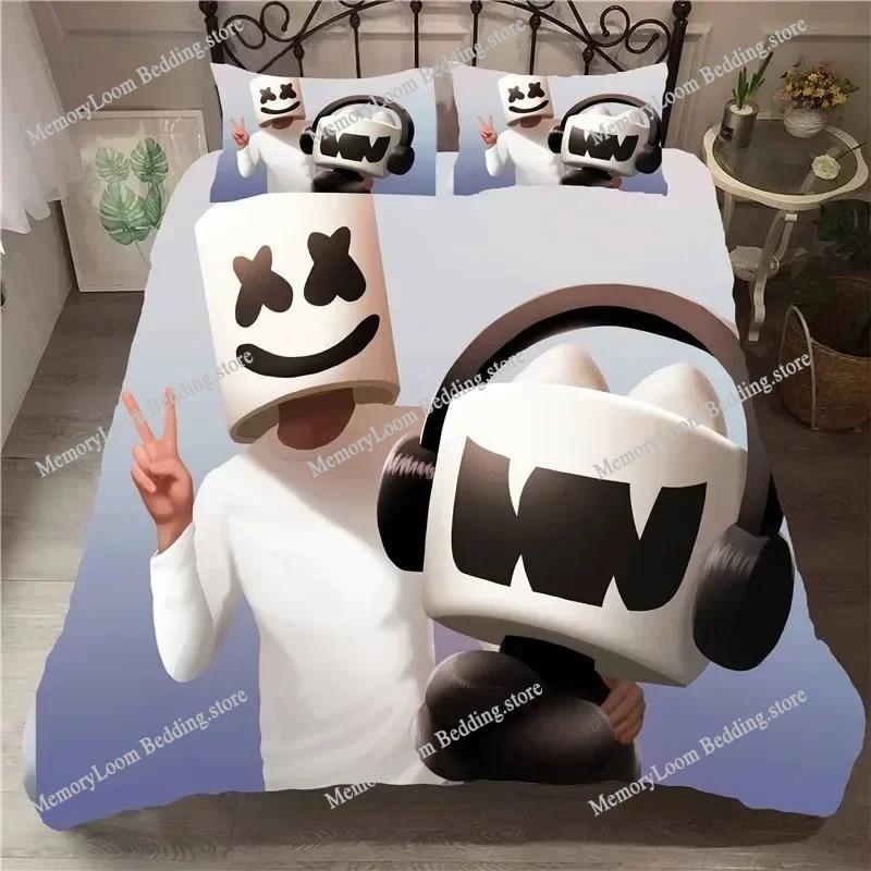 Iubitori DJ Marshmello Muzică Hip Hop EDM Mozaic DJ Set Lenjerie de Pat Băieți Fete Dimensiune Twin Queen Față de Plapumă Față de Pernă Pat Copii Adult