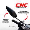 Motorcycle Side Mirror Folding Mechanism Cnc 360° Processor Universal Rearview Mirror Fully Adjusta