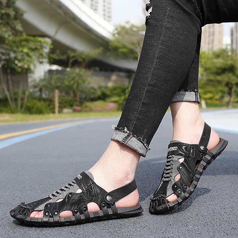 New Men's Summer Lightweight, Breathable, Non Slip Casual Sandals Fashion Men's Outdoor Beach Handmade Plus Size Sandals