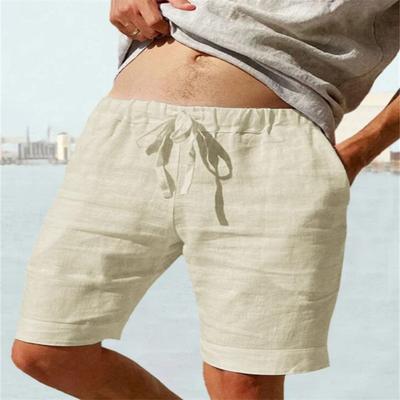 Shorts de Algodão e Linho Respiráveis para Homem de Verão Calças de Praia Havaianas Calças Lisas Masculinas Largas Versáteis Streetwear