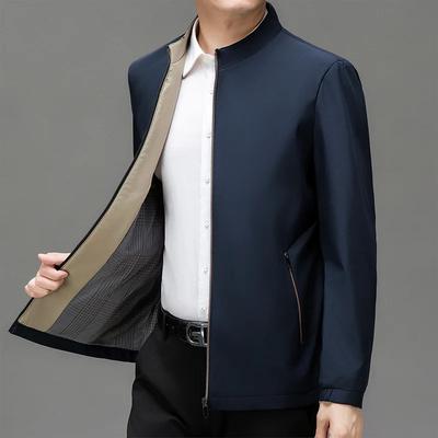 Men's Daily Jacket Casual Solid Color Stand Collar Work Business Wear Resistant Autumn Jacket