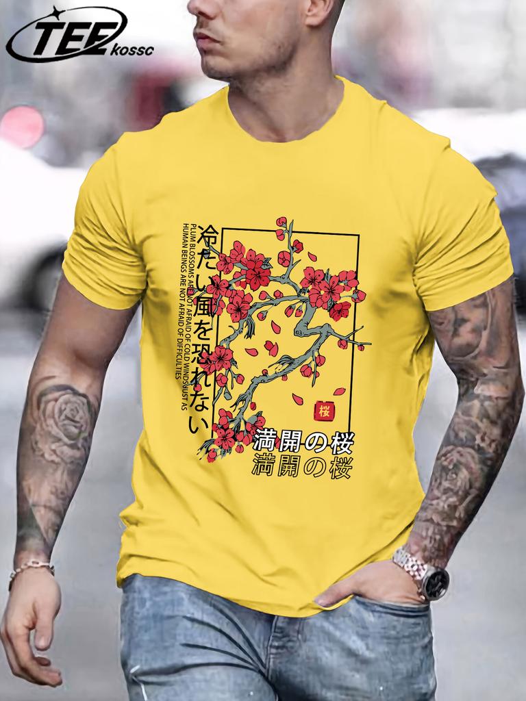 Plum Blossoms That Only Bloom In Winter Men T Shirt AllMatch Cotton TShirt Summer Clothes Comfortable Loose Male Short Sleeve