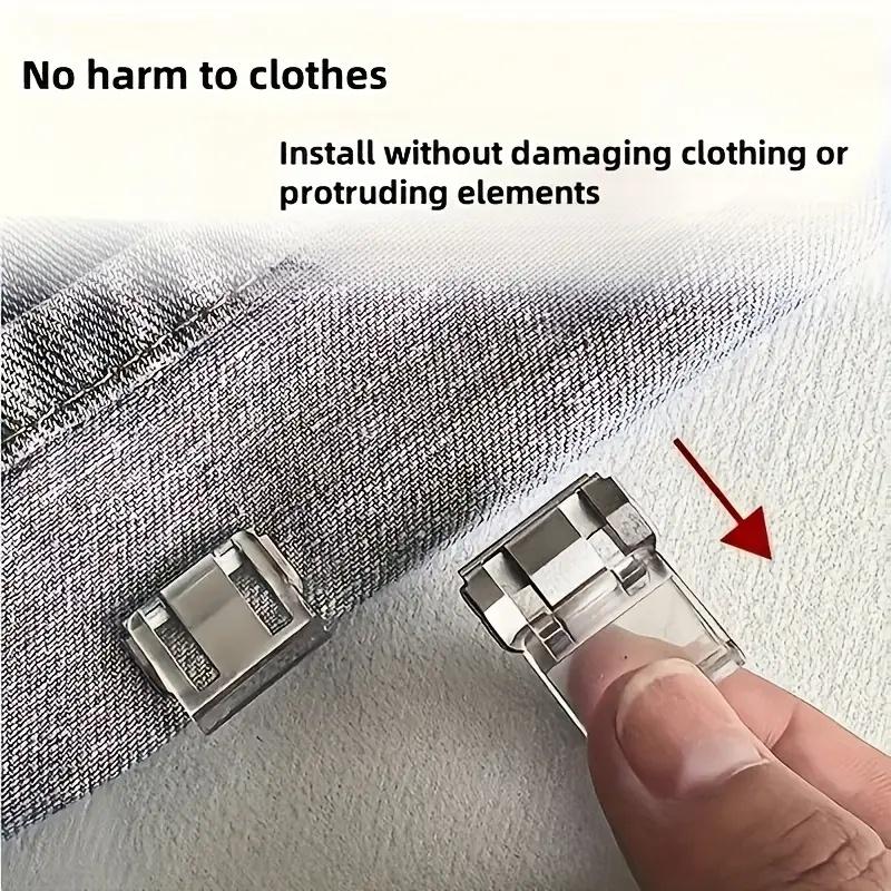 10pcs Invisible No-Sew Hem Shorteners, Adjustable Non-Slip Clips for Jeans & Wide-Leg Pants, Multi-Color (Includes White)