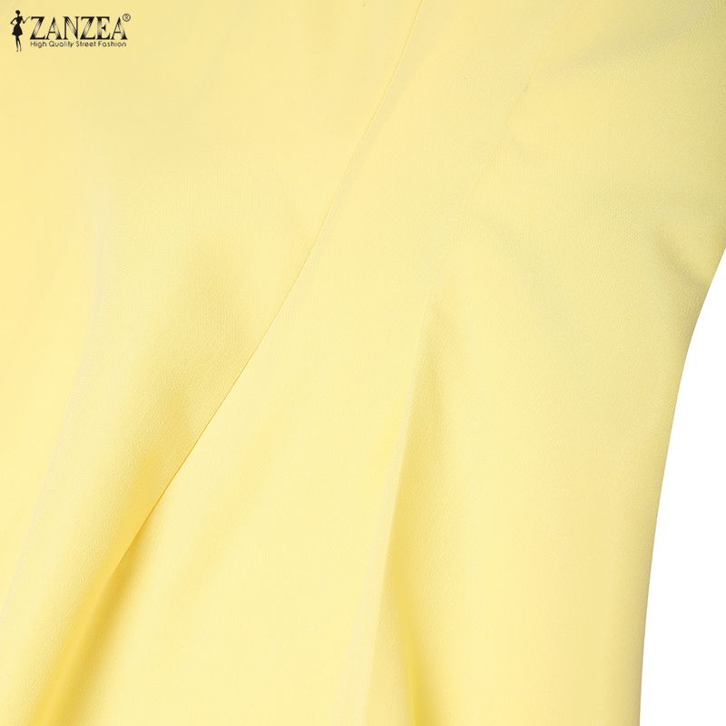 ZANZEA Women Elegant Round Neck Casual Short Sleeve Long Dress