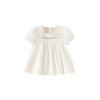 Girls' White Square Collar Summer Shirt