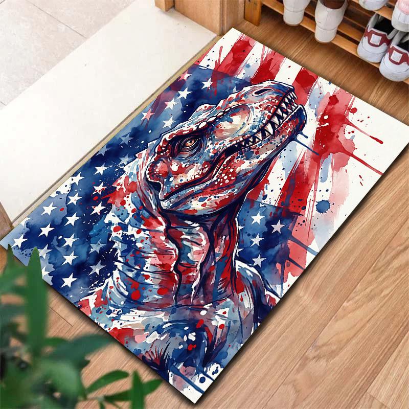 American Flag Animals Pattern Square Carpet,Area Rug,Carpet Rug for Living Room Bedroom Sofa Playroom Decor,Non-slip Floor Mat,Holiday Birthday Gifts