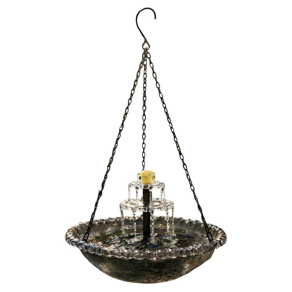 Hanging Solar Bird Bath Fountain Wildlife Feeder Bird Bath Bowl with Solar Powered Pump for Outdoor Garden Backyard Patio Lawn