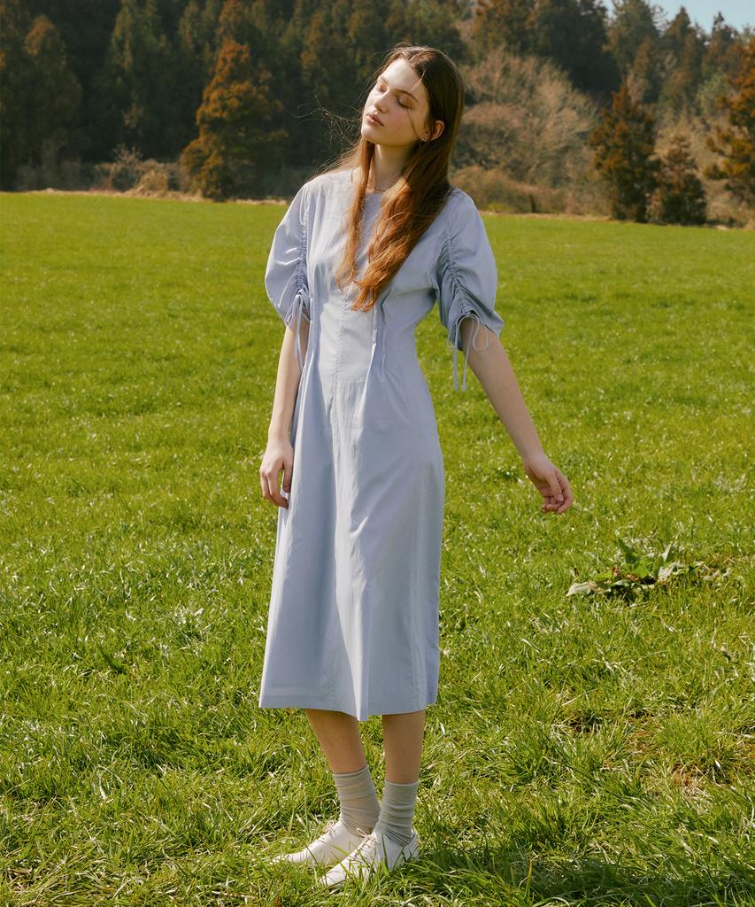 OSTKAKA Ring Shirring Dress Sky Blue