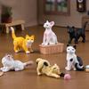6Pcs/Set Kitten Ornament Healing Stress Relief Partner Mini Size Cat Statue Simulation Design Cat Desk Accessory