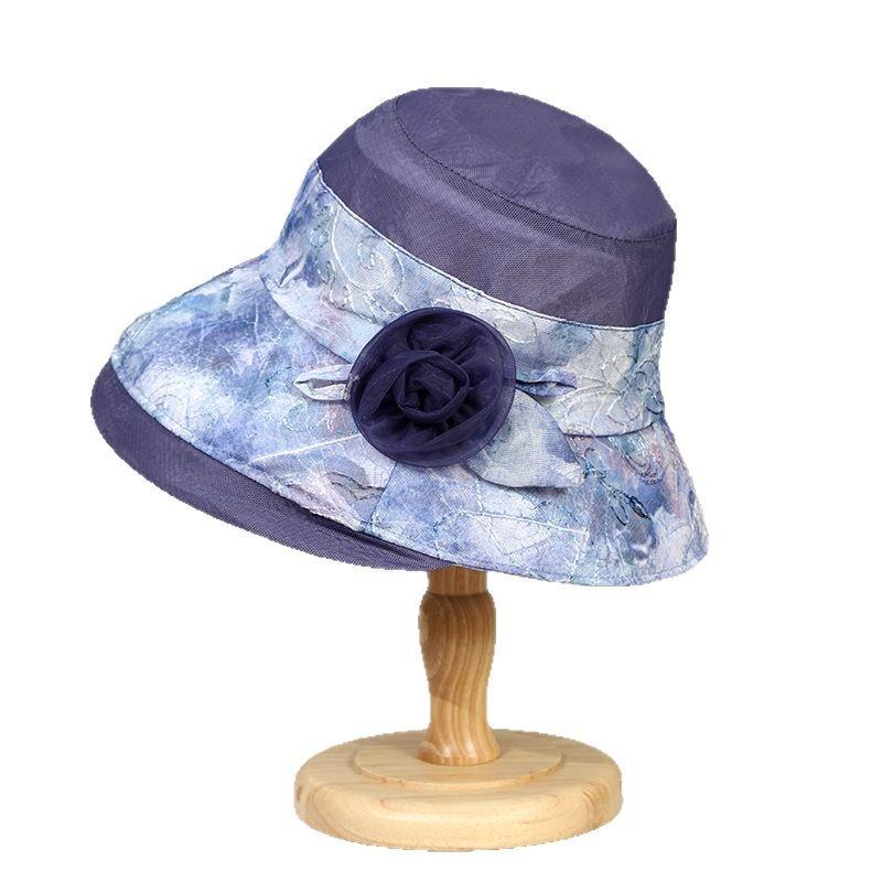 Summer New Hat Women the Elderly Organza Sun Hat Summer Sunshade Bucket Hat Mother Sunscreen Hat Thin