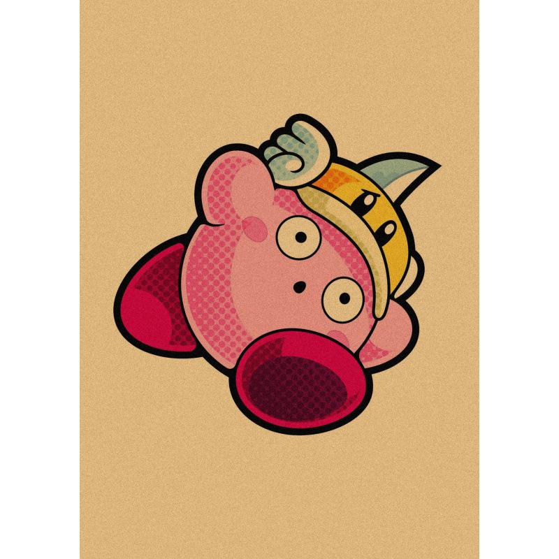 Kirby Retro Japanese Anime Poster - Cartoon Kraft Paper Wall Art