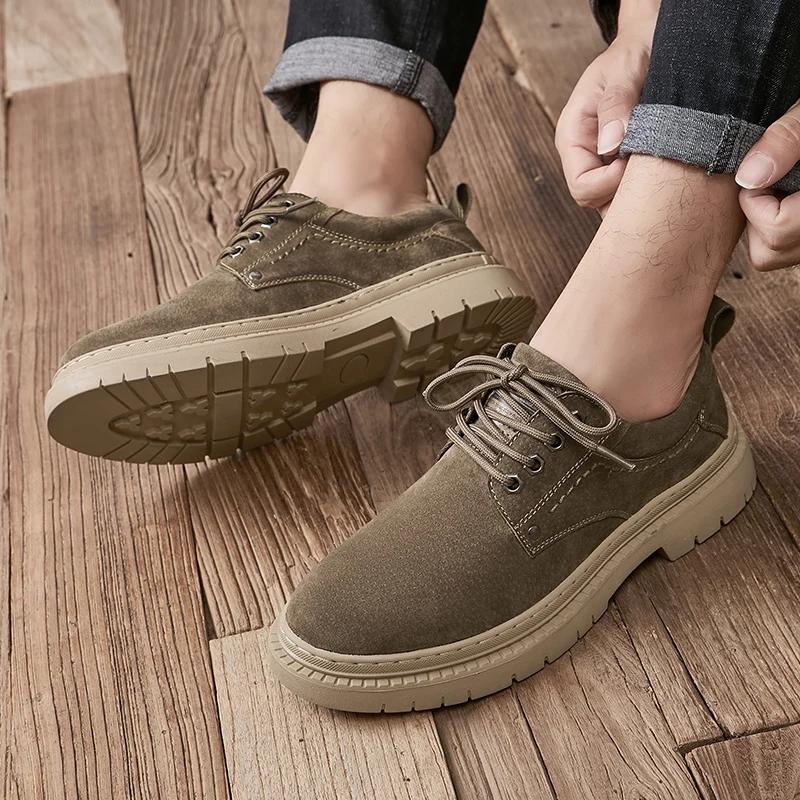 Fashion 2025 Classic Lace-Up Men Oxford Shoes Suede Leather Formal Dress Footwear Comfy Male Casual Business Shoe British Style Sneakers