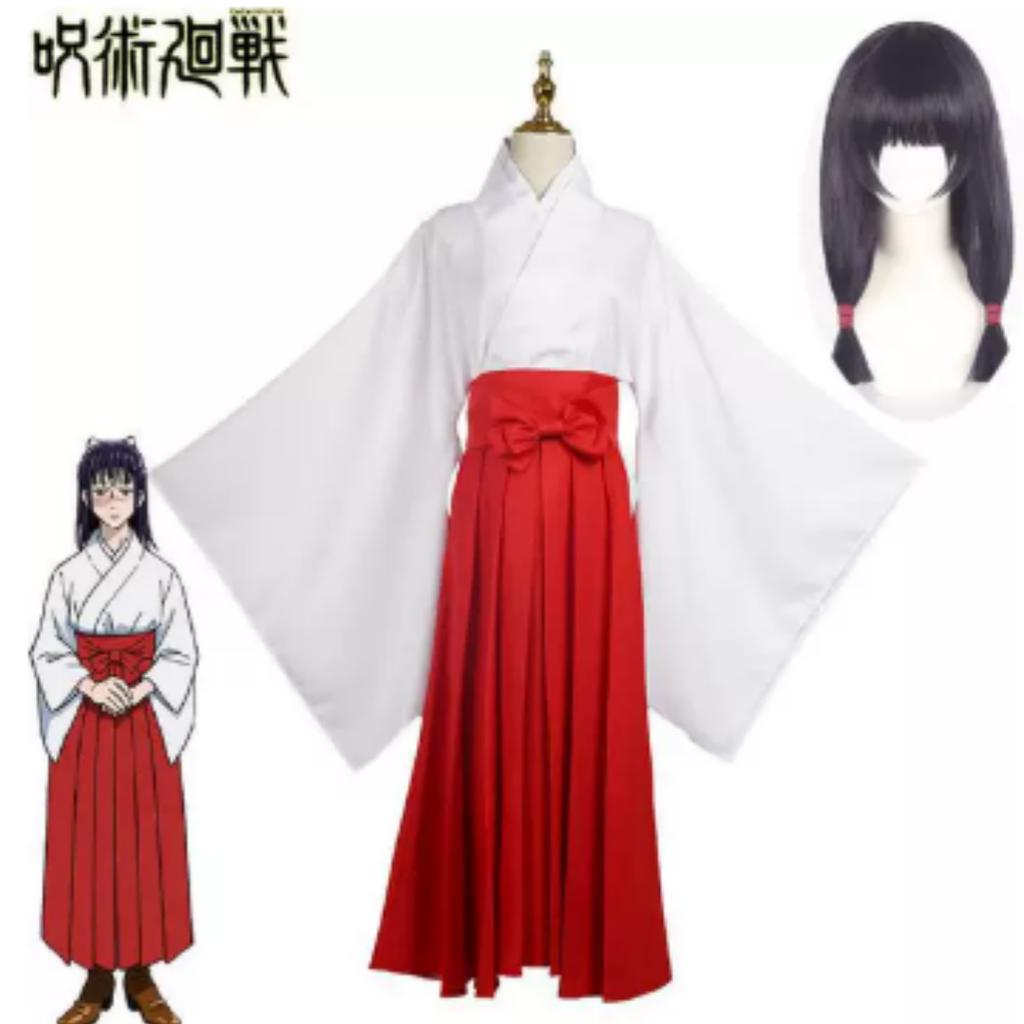 Miko Shrine Maiden Kimono Cosplay Outfit, Jujutsu Kaisen Traditional Anime Costume