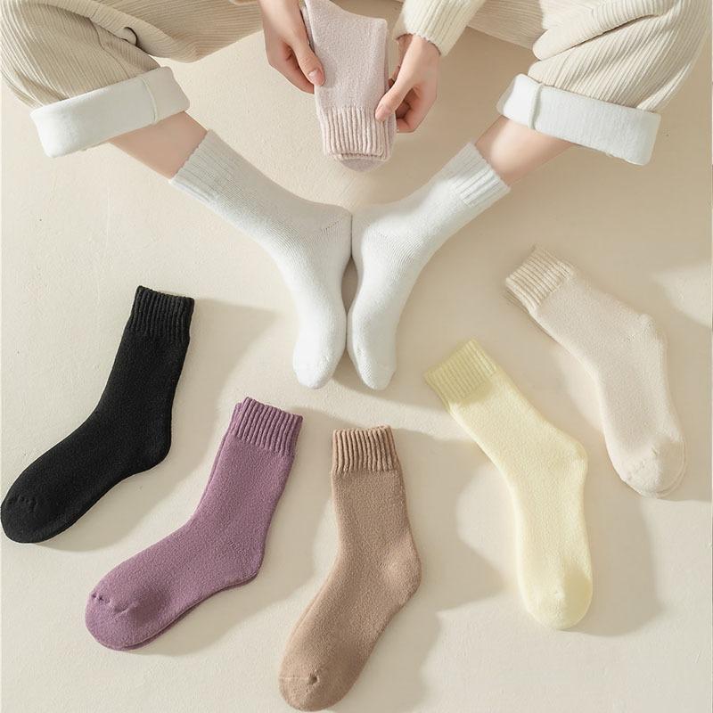 Womens Winter Warm Socks Thicken Thermal Socks Wool Cashmere Socks Snow Sweet Soft Cotton Knitted Room Floor Sleep Socks