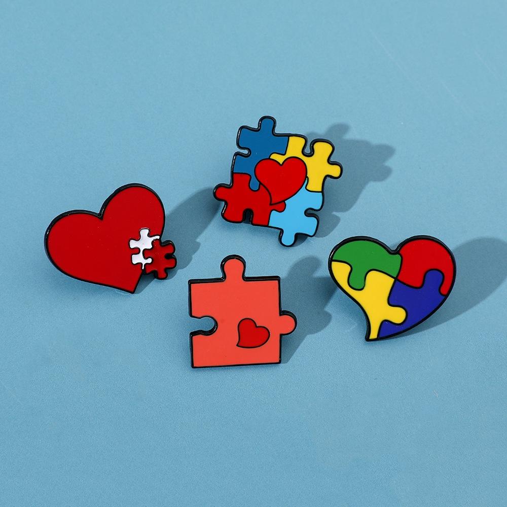 Spilla Arcobaleno Colorata Puzzle Spilla Metallica Unica Cartoon Per Borse E Accessori