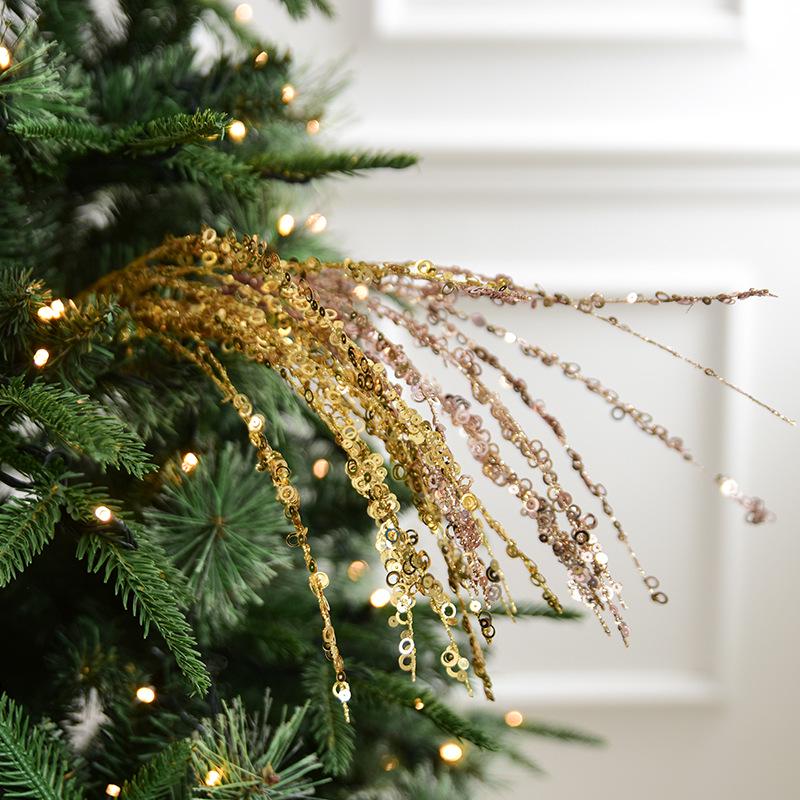 NUCHI Glitter Firework Sequins Christmas Tree Ornaments - Gold & Red.