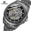 Transparent Leather Band Automatic Mechanical Skeleton Watch for Men Custom Logo