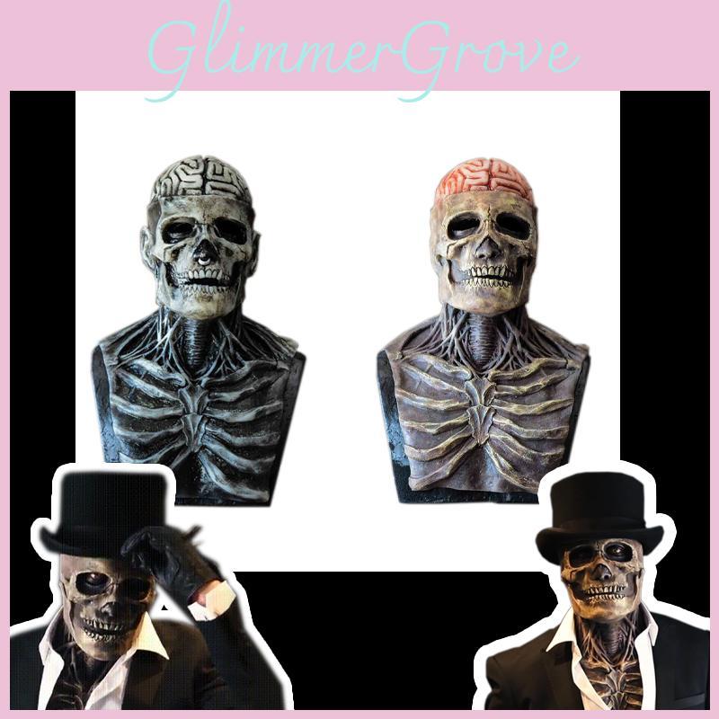 Creepy Skeleton Biochemical Mask For Halloween Festivities Full Cover Silicone Head With Hat