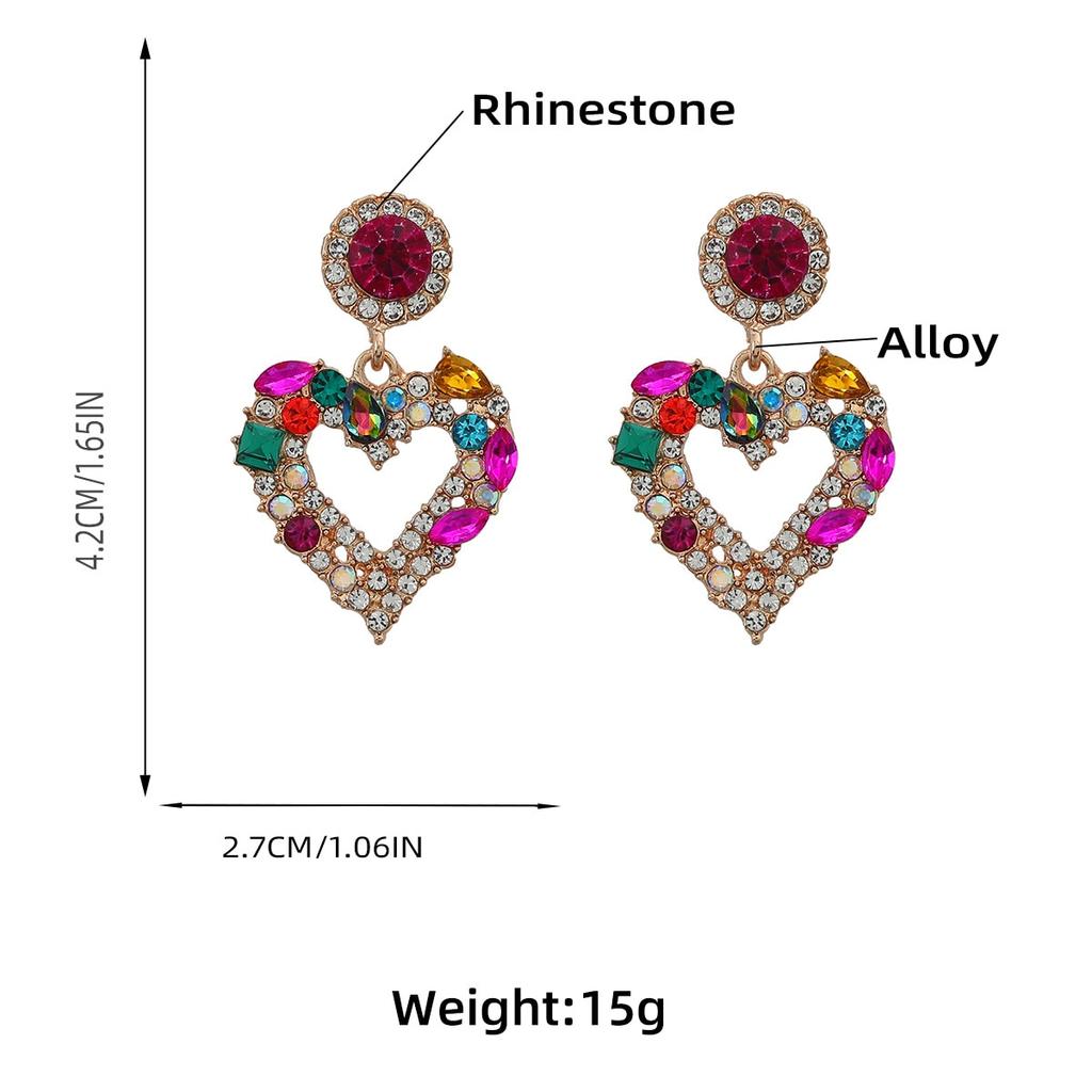 Pinkdudu Fashion 3 Color Rhinestone Heart Drop Earrings Romantic Luxury Multicolor Zircon Love Earring for Women Jewelry PD1323