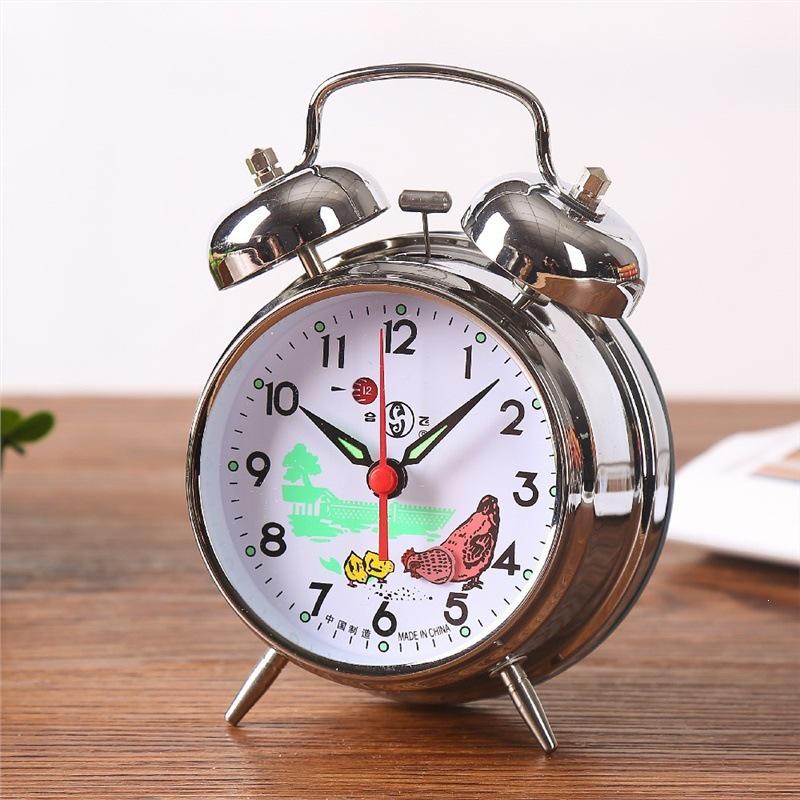 Vintage-style Metal Alarm Clock with Horseshoe Bell Sound, Spring-Wound for Students