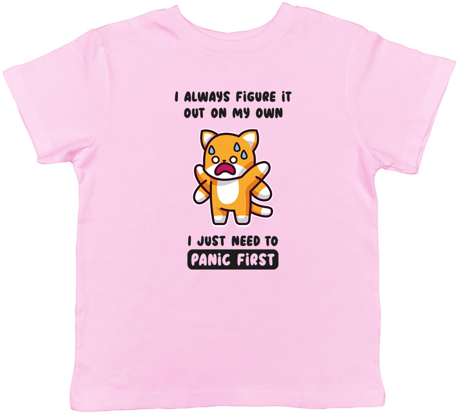 Funny Fox Kids T-Shirt I just need to Panic First Childrens Boys Girls Gift 140