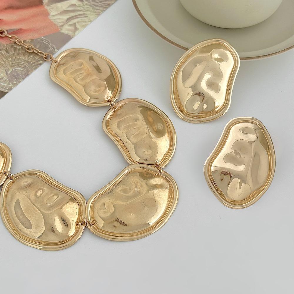 Geometric Gold Silver Color Jewelry Set Bohemian Style Irregular Oval Chokers Necklaces  Gift