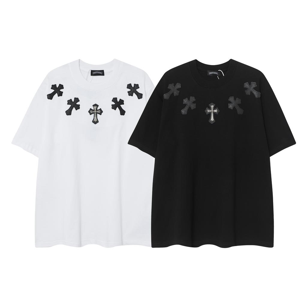 9989 CHROME HEARTS 2025 Summer New High Quality Cotton Round Neck Loose Large Size Men's and Women's T-shirt Couple T-shirt