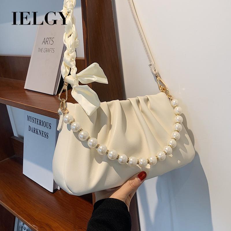 IELGY High-grade Pearl Fold Clouds Underarm Bag Crowdsourcing Women New Summer Joker Shoulder Messenger Bag