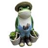 Resin Farming Frog Sculptures Figurine with Small Bucket for Yard Garden Display