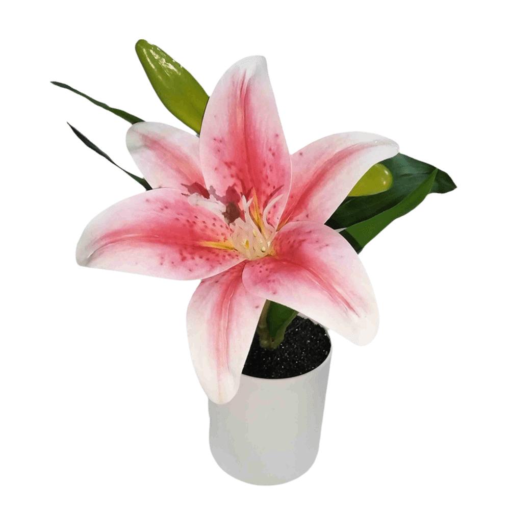 Lifelike Multicolor Lilies Artificial Flower Potted Photo Props Elegant Faux Bonsai Plastic Fake Flower Party Supplies