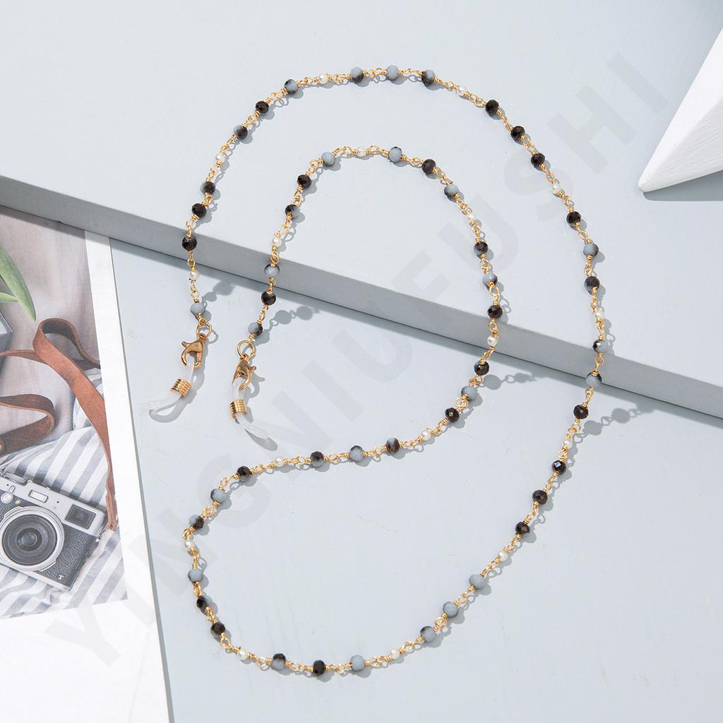 Color Crystal Glasses Mask Chain, New European and American Fashion Glasses Rope Mask Rope Non-slip Neck Lanyard