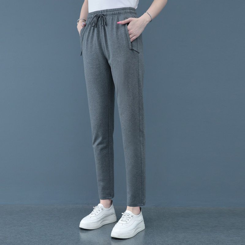 

mm Pure Cotton 2024 Summer Sports Pants Zipper Pocket Dark Gray [Nine-Point Pants] XXL